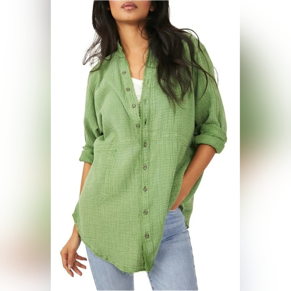 NWT we the free summer daydream buttondown cool moss xs - Picture 1 of 6